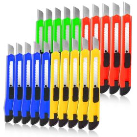 20pcs Box Cutter Retractable, Utility Knife With Auto-Lock Design, Box Openers With 9mm Snap-off Blades