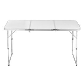 4ft Silver Outdoor Folding Table, Aluminum Alloy Rectangular 30kg, Three Fold Tabletop (Option: silvery)