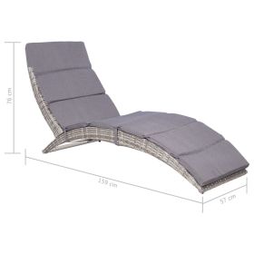 vidaXL Folding Sun Lounger with Cushion Poly Rattan Gray (Option: as picture)