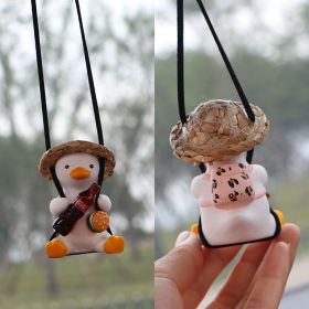 Car Swing Duck Automobile Hanging Ornament Cross-border Foreign Trade Car Rearview Mirror Pendant To Swing Duck Automobile Hanging Ornament (Option: Straw Hat Cola)