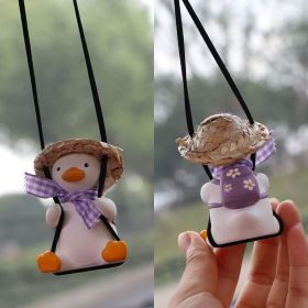 Car Swing Duck Automobile Hanging Ornament Cross-border Foreign Trade Car Rearview Mirror Pendant To Swing Duck Automobile Hanging Ornament (Option: Straw Hat Ribbon)