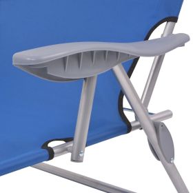 vidaXL Sun Lounger with Canopy Steel Blue (Option: as picture)