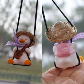 Car Swing Duck Automobile Hanging Ornament Cross-border Foreign Trade Car Rearview Mirror Pendant To Swing Duck Automobile Hanging Ornament (Option: Straw Hat Guitar)