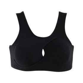 Women's Wireless Thin Gathered Vest Sports Breathable Beauty Back (Option: Black-L)