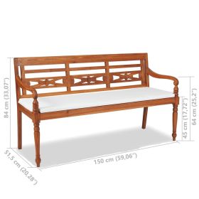 vidaXL Batavia Bench with Cushions 59.1" Teak (Option: as picture)