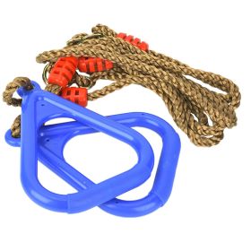 A Pair of Adjustable Plastic Children Swing Gym Fitness Exercise Sports Hanging Ring with Rope Blue (Color: Blue)