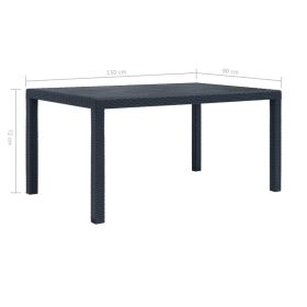 vidaXL Garden Table Anthracite 150x90x72 cm Plastic Rattan Look (Option: as picture)