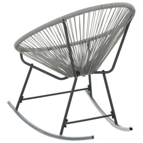 vidaXL Outdoor Rocking Moon Chair Grey Poly Rattan (Option: as picture)