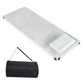 75 X 25 X 3in Memory Foam Short Plush Bed Grey Camping Mattress With Storage Bag With Pillow (Color: White)