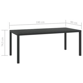 vidaXL Garden Table Black 185x90x74 cm Aluminium and WPC (Option: as picture)