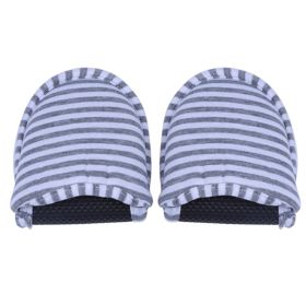 Travel Portable Foldable Reusable Indoor Soft Cotton Anti slip Slippers (Man Blue Stripes) (Option: woman-grep)