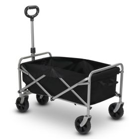 Silver Frame Oxford Cloth Garden Folding Cart (Color: black)