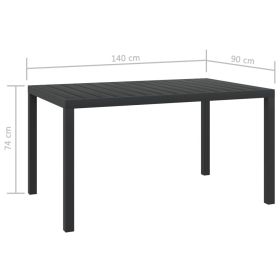 vidaXL Patio Table Black 59.1"x35.4"x29.1" Aluminum and WPC (Option: as picture)