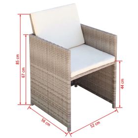 vidaXL Patio Chairs 2 pcs with Cushions and Pillows Poly Rattan Beige (Option: as picture)