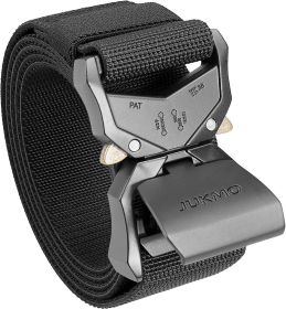 JUKMO Tactical Belt;  Military Hiking Rigger 1.5" Nylon Web Work Belt with Heavy Duty Quick Release Buckle (Color: black, size: XXL)