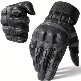 Tactical Gloves for Men - Touch Screen, Non-Slip, Full Finger Protection for Shooting, Airsoft, Military, Paintball, Motorcycle, Cycling, Hunting (Color: black, size: S)