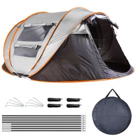 5-8 Person Pop Up Tent Automatic Setup Camping Tent Waterproof Instant Setup Tent with 4 Tent Poles 2 Mosquito Net Windows Carrying Bag for Hikin (type: Khaki_5-8People)