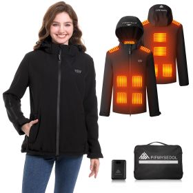 Women's Heated Jacket with Battery Pack, Outdoor Sports Heated Jackets for Women in Black (size: L)