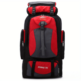 70L Hiking Camping Backpack, Hunting Climbing Backpack for Outdoor, Backpack Water Resistant, Tactical Backpack (Color: Red)